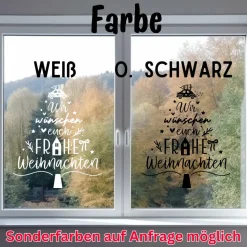 Fensterdeko Weihnachtswünsche Tannenbaum Schriftzug Fensterbild Weihnachtsdekoration 2 Farben 3 Grö&sz