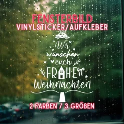 Fensterdeko Weihnachtswünsche Tannenbaum Schriftzug Fensterbild Weihnachtsdekoration 2 Farben 3 Grö&sz