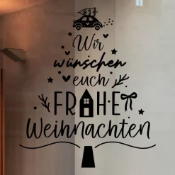 Fensterdeko Weihnachtswünsche Tannenbaum Schriftzug Fensterbild Weihnachtsdekoration 2 Farben 3 Grö&sz