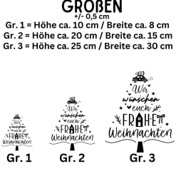 Fensterdeko Weihnachtswünsche Tannenbaum Schriftzug Fensterbild Weihnachtsdekoration 2 Farben 3 Grö&sz