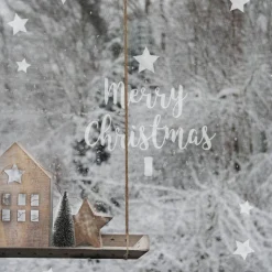 Fenstersticker  "Merry Christmas tree" Weihnachtsbaum, Sterne satiniert, Glasdekorfolie