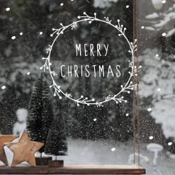 Fenstersticker "Weihnachtskranz" Frohe Weihnachten mit Schneeflocken