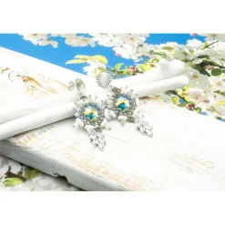 Festliche beadwork Ohrstecker handgemacht – Glasperlenschmuck Unikat als Weihnachtsgeschenk & Hochzeit