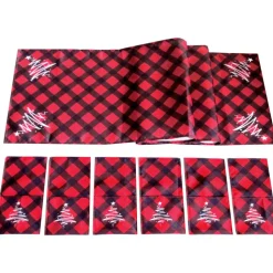 Festliche Bestecktaschen 6 Stück & Tischläufer Tannenbaum – Tischdeko Weihnachten & Winter