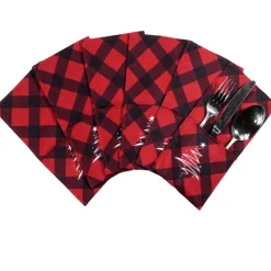 Festliche Bestecktaschen 6 Stück & Tischläufer Tannenbaum – Tischdeko Weihnachten & Winter