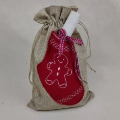 Festlicher Jute-Geschenkbeutel mit Weihnachtsmotiv – nachhaltig & wiederverwendbar (20cm x 30cm) - Geschenkve