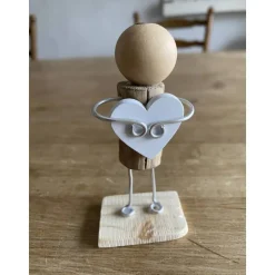 Figur mit Herz, Geschenk für liebe Freunde, kleines Mitbringsel, Holzfiguren