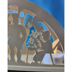 Filigraner 3D-gedruckter Lichterbogen (Schwibbogen) | Bergleute & Engel Motiv | PLA Weihnachtsdeko | 22x11 cm LED Tischl