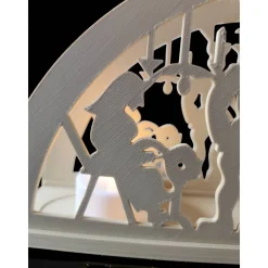 Filigraner 3D-gedruckter Lichterbogen (Schwibbogen) | Bergleute & Engel Motiv | PLA Weihnachtsdeko | 22x11 cm LED Tischl