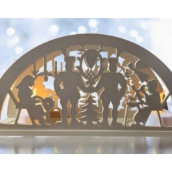 Filigraner 3D-gedruckter Lichterbogen (Schwibbogen) | Bergleute & Engel Motiv | PLA Weihnachtsdeko | 22x11 cm LED Tischl