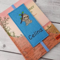 Filz Lesezeichen Faultier, Einschulungsgeschenk