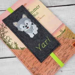 Filz Lesezeichen Wolf/Husky, Einschulungsgeschenk