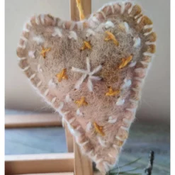 Filzherzen-Weihnachtsdeko-3 -Set, hellbraun/weiß