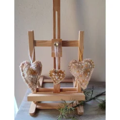 Filzherzen-Weihnachtsdeko-3 -Set, hellbraun/weiß