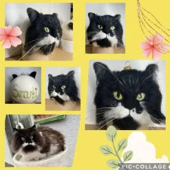 Filzkugel mit Tierporträt 3-D Porträt Tierabbildung