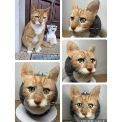 Filzkugel mit Tierporträt 3-D Porträt Tierabbildung