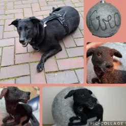 Filzkugel mit Tierporträt 3-D Porträt Tierabbildung