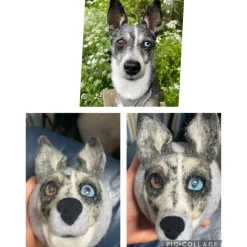 Filzkugel mit Tierporträt 3-D Porträt Tierabbildung