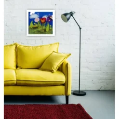 Filzkunst, Filzblumen, Osterbild, gefilzt im 3-D- Bilderrahmen