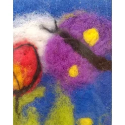 Filzkunst, Filzblumen, Osterbild, gefilzt im 3-D- Bilderrahmen