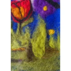 Filzkunst, Filzblumen, Osterbild, gefilzt im 3-D- Bilderrahmen