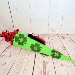 Filzschultüte Marienkäfer & Kleeblatt – Handgefilzt, 80 cm, Wolle, Einschulung