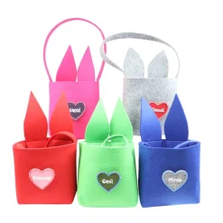 Filztasche mit Hasenohren und Hase personalisiert - Geschenk zu Ostern mit Name für Kinder - Filztasche in Filzherz