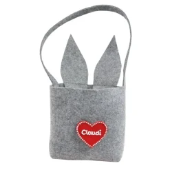 Filztasche mit Hasenohren und Hase personalisiert - Geschenk zu Ostern mit Name für Kinder - Filztasche in Filzherz