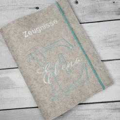 Filz-Zeugnismappe A4 personalisiert, Einschulungsgeschenk, Schulanfang