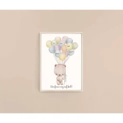 Fingerabdruck Gästebuchposter Gästebuch Kinder Taufe Babyparty Bär Ballon, Digital Download