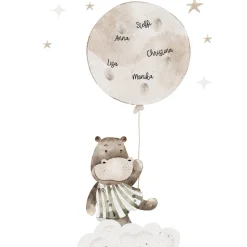 Fingerabdruck Gästebuchposter Gästebuch Kinder Taufe Babyparty Nilpferd Ballon, Digital Download