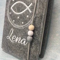 Fisch im Kreis Gotteslobhülle Gebetbuch Hülle Geschenk Kommunion Firmung Geschenkidee Gott Kirche religiös personalisier