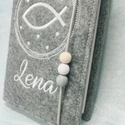 Fisch im Kreis Gotteslobhülle Gebetbuch Hülle Geschenk Kommunion Firmung Geschenkidee Gott Kirche religiös personalisier