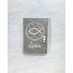 Fisch im Kreis Gotteslobhülle Gebetbuch Hülle Geschenk Kommunion Firmung Geschenkidee Gott Kirche religiös personalisier