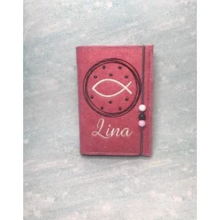 Fisch im Kreis Gotteslobhülle Gebetbuch Hülle Geschenk Kommunion Firmung Geschenkidee Gott Kirche religiös personalisier