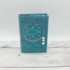 Fisch im Kreis Gotteslobhülle Gebetbuch Hülle Geschenk Kommunion Firmung Geschenkidee Gott Kirche religiös personalisier