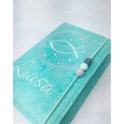 Fisch im Kreis Gotteslobhülle Gebetbuch Hülle Geschenk Kommunion Firmung Geschenkidee Gott Kirche religiös personalisier