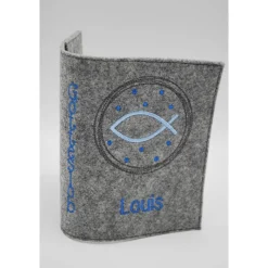 Fisch im Kreis Set Gotteslobhülle + Rosenkranztasche Gebetbuch Hülle Geschenk Kommunion Firmung Geschenkidee personalisi