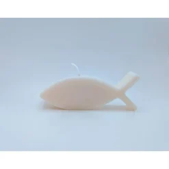 Fischkerze - Kerze Fisch - Dekoration für Kommunion - Taufe - Konfirmation Kerze weiß aus Sojawachs