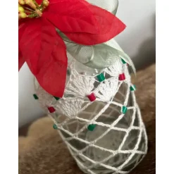 Flasche Kerzenhalter Deko mit rotem Weihnachtsstern Gold mit Kerze Weihnachten Edel