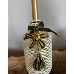 Flasche Kerzenhalter Deko Schwarz Gold mit Kerze Weihnachten Edel
