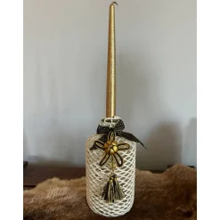 Flasche Kerzenhalter Deko Schwarz Gold mit Kerze Weihnachten Edel