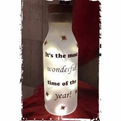 Flasche mit Korken - beleuchtet - Aufschrift 