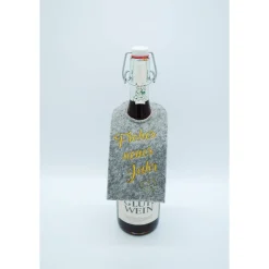 Flaschenanhänger Filz Geschenk Weihnachten Sylvester edel Deko "Frohes Neues Jahr" Geschenkidee Geburtstag Feier