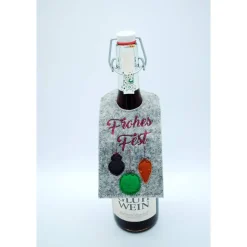 Flaschenanhänger Filz Geschenk Weihnachten Sylvester edel Deko Frohes Fest Geschenkidee Geburtstag Feier Sekt Wein Prose