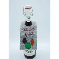 Flaschenanhänger Filz Geschenk Weihnachten Sylvester edel Deko Frohes Fest Geschenkidee Geburtstag Feier Sekt Wein Prose