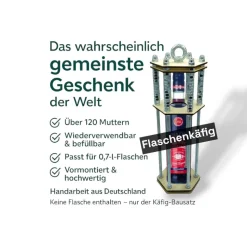 Flaschenkäfig DIY-Bausatz | Lustiges Geschenk für Männer & Frauen | Geburtstag, Party, Mitbringsel | Für 0,7L Flaschen