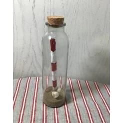 Flaschenpost, Leuchtturm in der Flasche, Leuchtturm, rot, weiß, Küstendeko