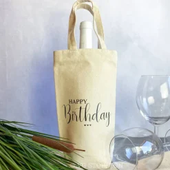Flaschentasche Baumwolle – nachhaltige Geschenkverpackung für Wein & Sekt | wiederverwendbar, Geburtstag