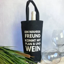 Flaschentasche Baumwolle – nachhaltige Geschenkverpackung für Wein & Sekt | wiederverwendbar, Geburtstag